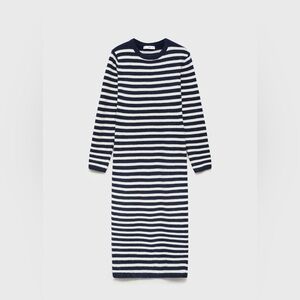 Mango Dark Navy Striped sweater Dress NWT
